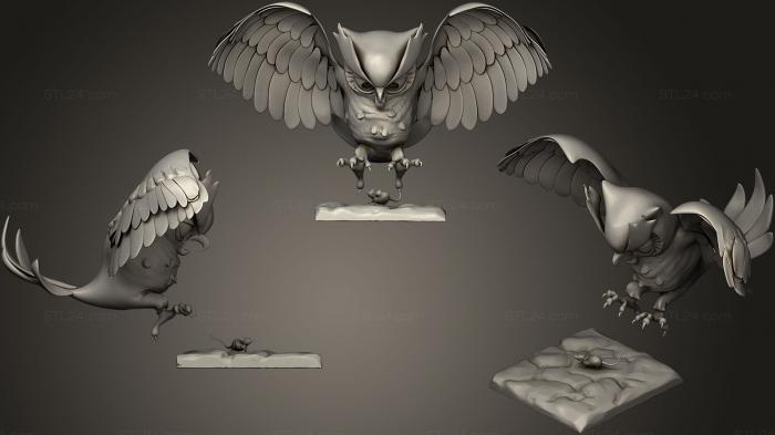Animal figurines (Owl11, STKJ_1237) 3D models for cnc